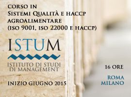 Corso in Sistemi Qualità e HACCP Agroalimentare (ISO 9001, ISO 22000 e HACCP) 